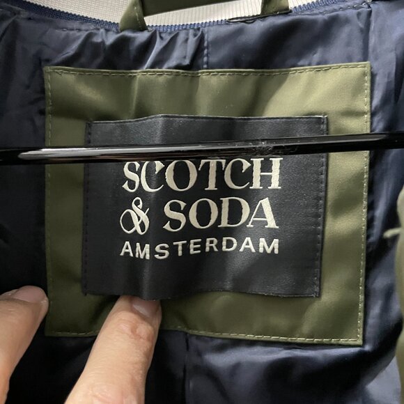 Scotch & Soda Men's Yrachie Quilted Varsity Bomber Jacket Inky Blue Size M - Picture 5 of 6